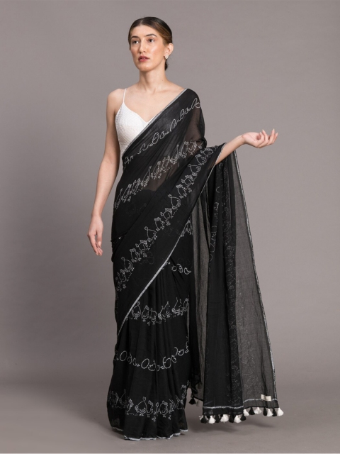 

Suta Black & White Pure Cotton Printed Saree