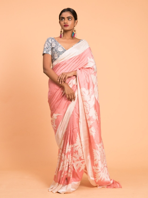 

Suta Women Pink Batik Dyed Mulberry Silk Saree