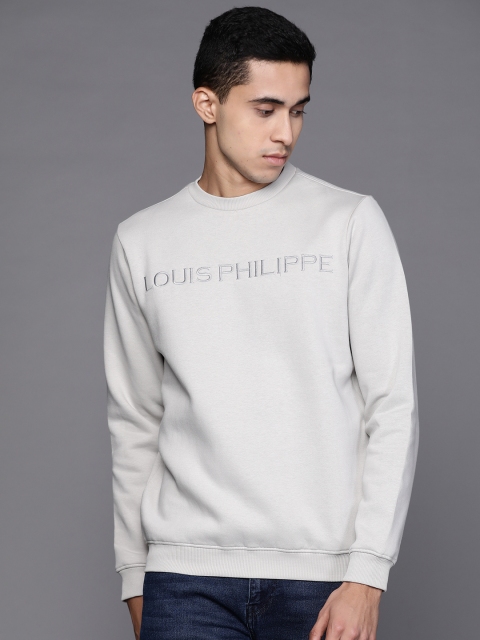 

Louis Philippe Men Grey Embroidered Sweatshirt