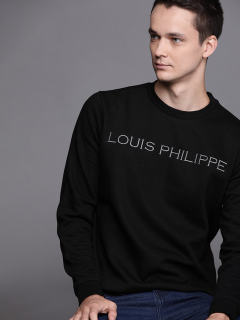

Louis Philippe Men Black Brand Logo Embroidered Sweatshirt