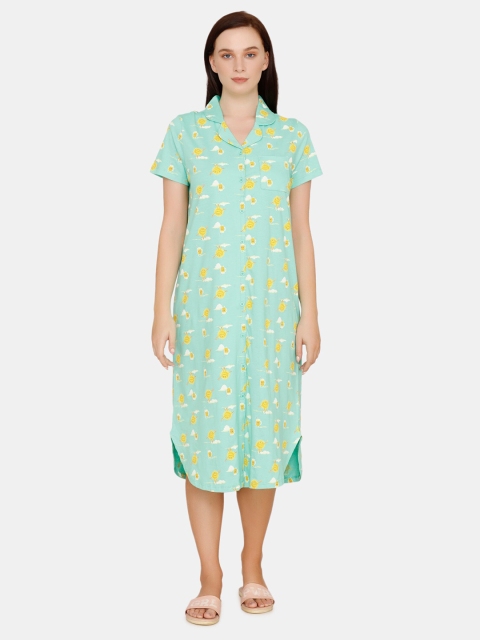 

Zivame Green Printed Nightdress
