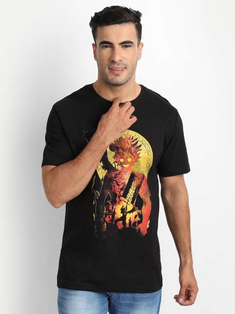 

ComicSense.xyz Men Black & Rust Raging Demon Anime Printed Pure Cotton T-shirt