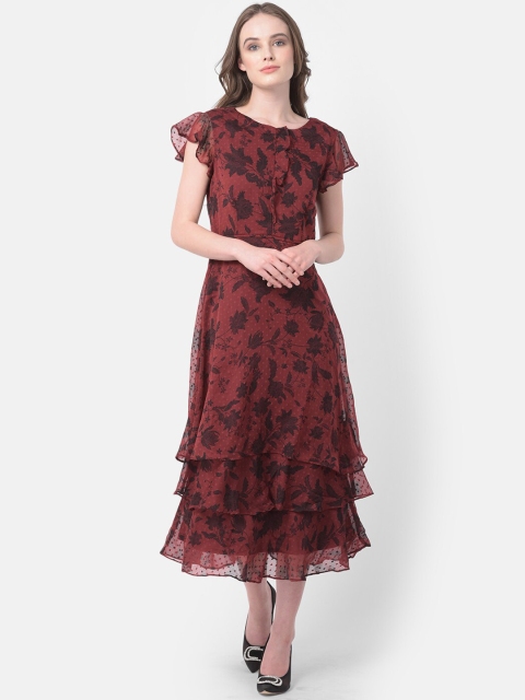 

Latin Quarters Maroon & Black Floral Midi Dress
