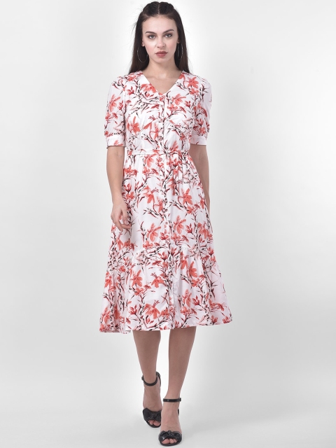 

Latin Quarters Off White & Pink Floral Midi Dress