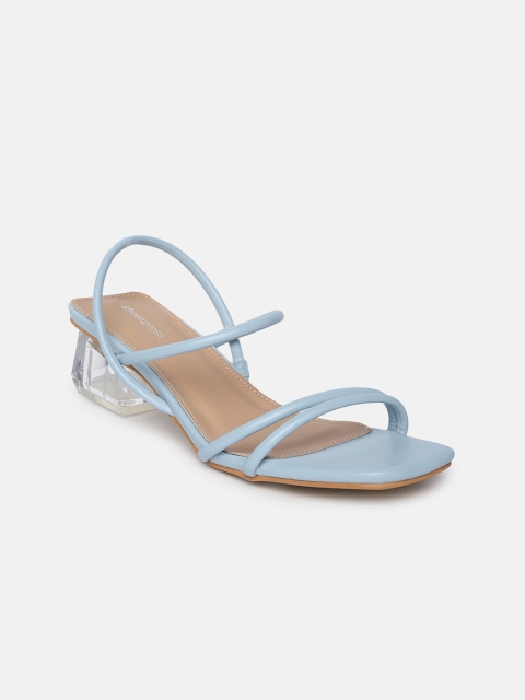 

shoexpress Blue Printed PU Block Sandals