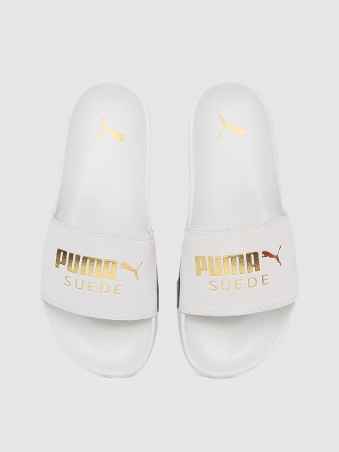 

Puma Unisex White & Gold-Toned Leadcat FTR Classic Logo Printed Sliders