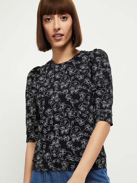 

max Women Black Floral Regular Top