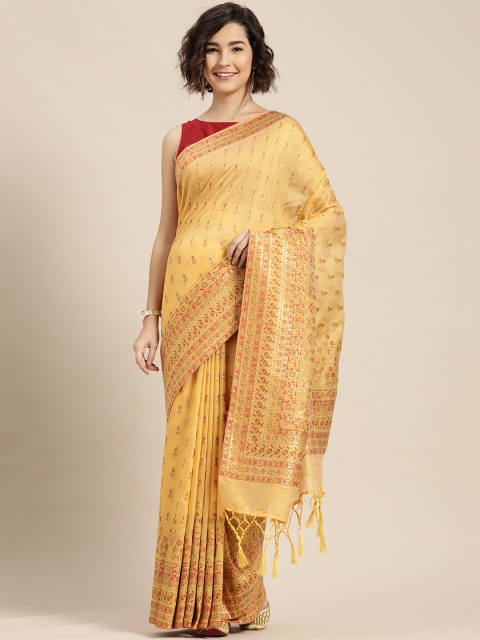 

Mitera Yellow Woven Design Zari Saree