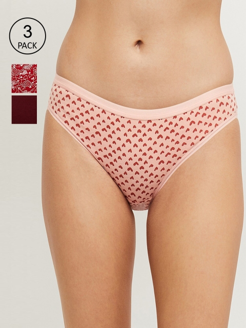 

max Women Pack Of 3 Assorted Cotton Hipster Briefs NOOSSU21BK19RED