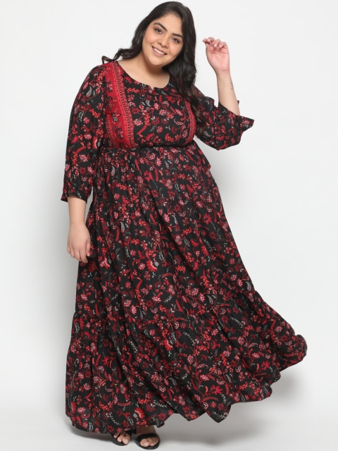 

Amydus Black Floral Georgette Maxi Dress