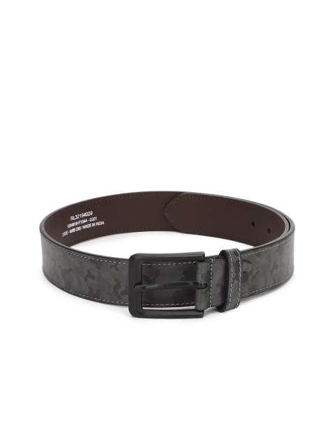 

Peter England Men Grey & Black Printed PU Belt