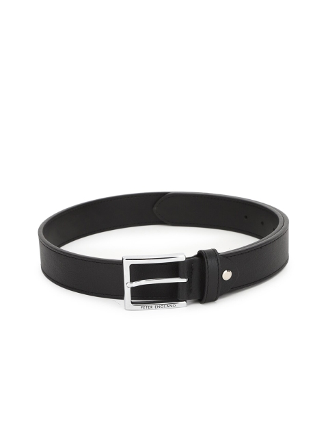 

Peter England Men Black Textured PU Belt