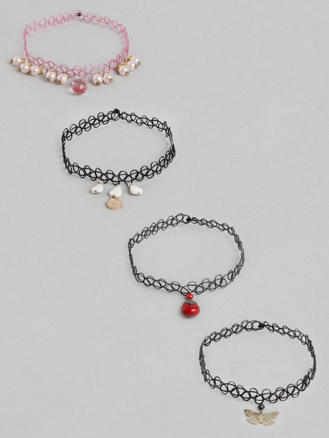 

Carlton London Women Multicoloured Set of 4 Choker Necklace, Multi