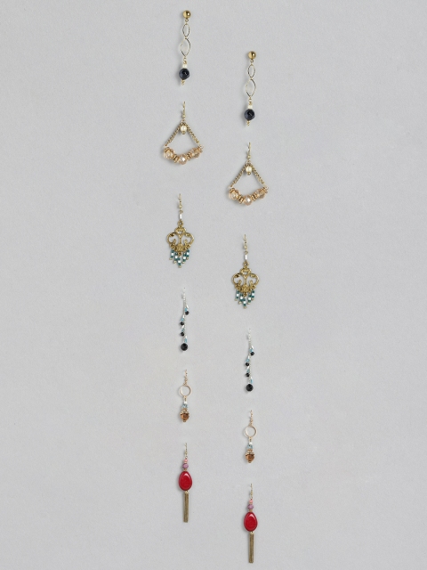 

Carlton London Set of 6 Gold-Plated Beaded Drop Earrings, Multi