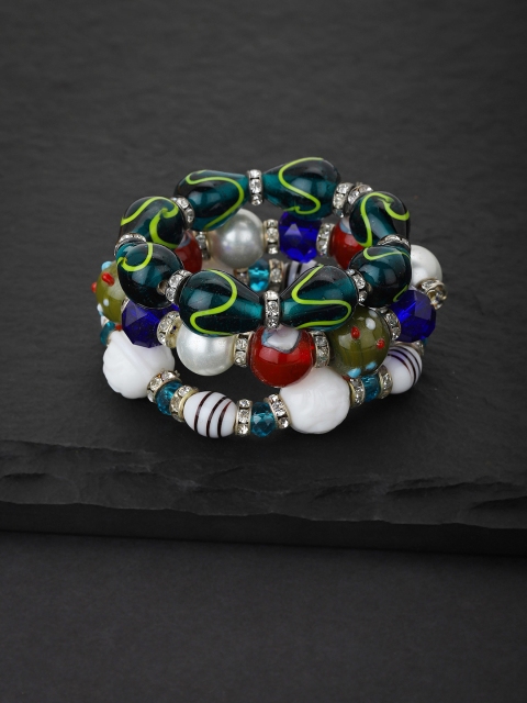 

Carlton London Women Set of 3 Beaded Elasticated Bracelet, Multi