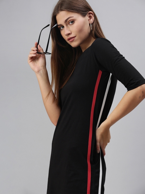 

The Souled Store Black Striped T-shirt Dress