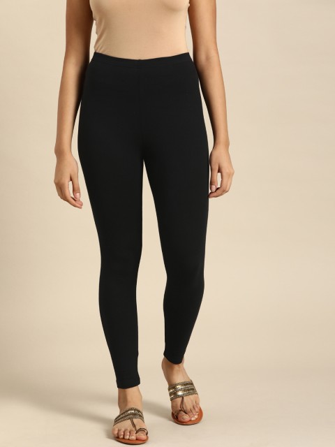 

Anouk Women Black Solid Ankle Length Leggings