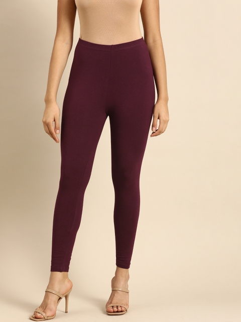 

Anouk Women Burgundy Solid Ankle Length Leggings