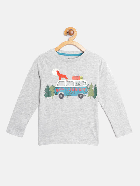 

Marks & Spencer Boys Grey Melange Printed T-shirt