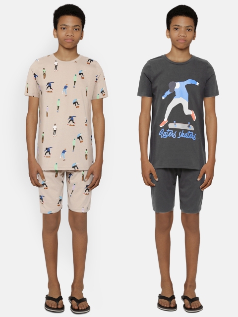 

Marks & Spencer Pack of 2 Boys Beige & Charcoal Grey Printed Pure Cotton Night Suit