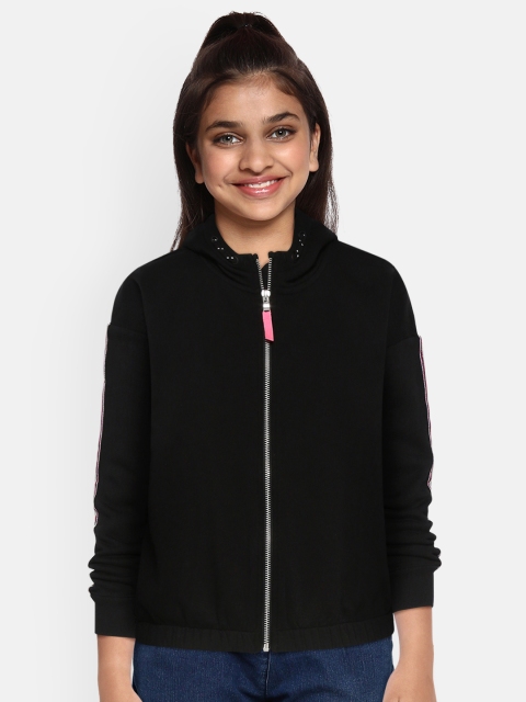 

Marks & Spencer Girls Black Solid Hooded Sweatshirt