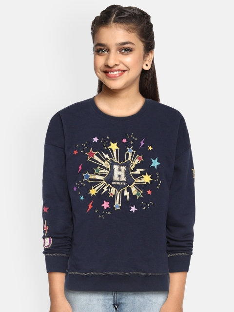 

Marks & Spencer Girls Navy Blue & Yellow Printed Sweatshirt