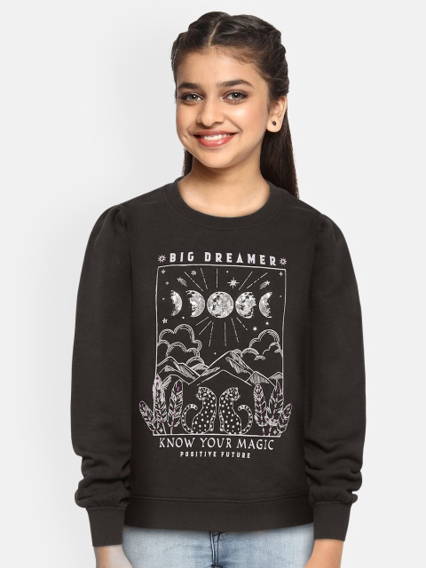 

Marks & Spencer Girls Charcoal Grey & Off White Pure Cotton Printed Sweatshirt
