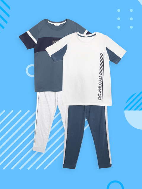

Marks & Spencer Boys Set of 2 Grey & White Printed Night suit
