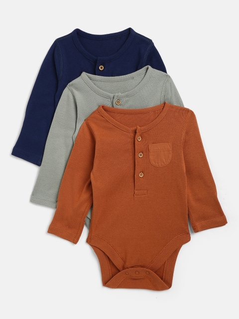 

Marks & Spencer Unisex Kids Pack of 3 Pure Cotton Solid Bodysuits, Rust