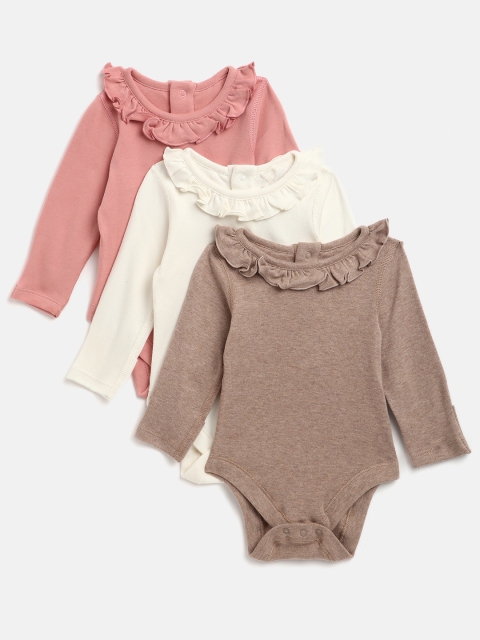 

Marks & Spencer Unisex Kids Pack of 3 Pure Cotton Solid Bodysuits, Cream