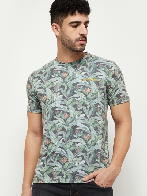 

max Men Green Floral Printed Tropical Pockets T-shirt