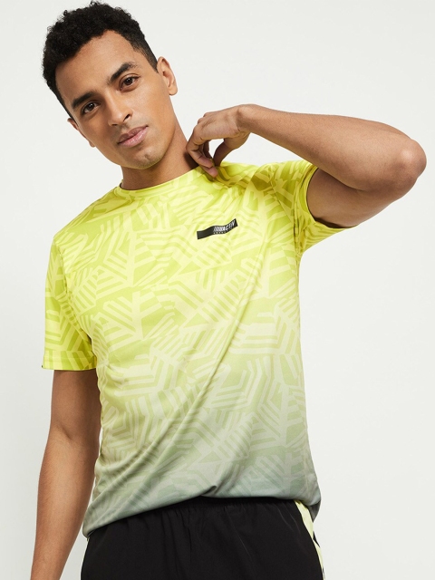 

max Men Yellow & Black Printed T-shirt