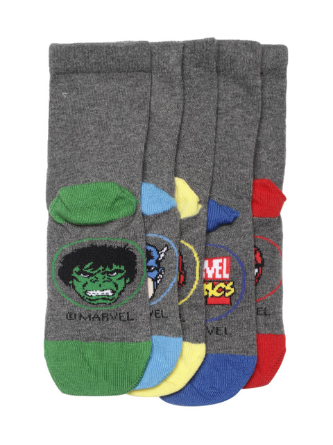 

Marks & Spencer Boys Set of 5 Avengers Patterned Ankle-Length Socks, Grey