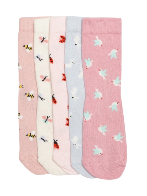 

Marks & Spencer Girls Pack Of 5 Printed Socks, Pink