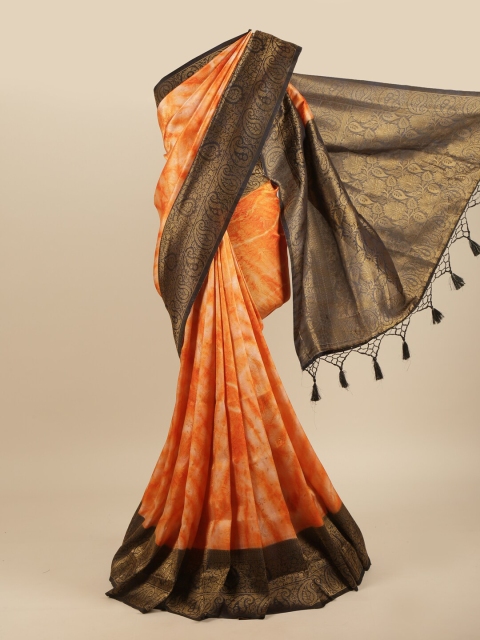 

Pothys Orange & Black Ethnic Motifs Zari Art Silk Banarasi Saree