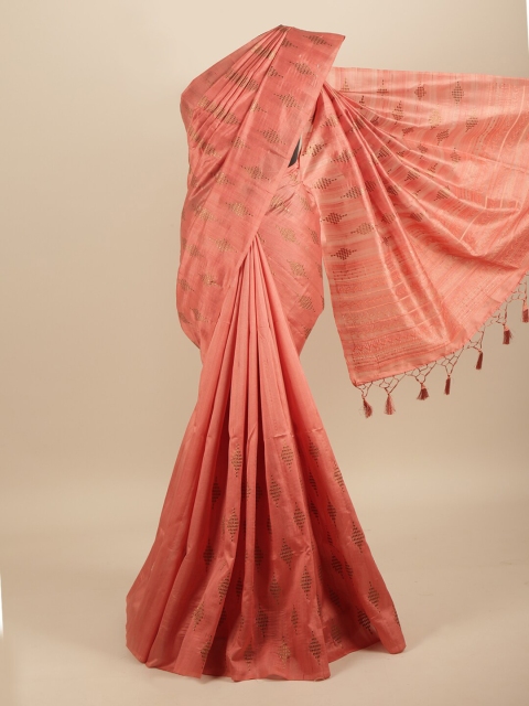 

Pothys Pink & Gold-Toned Embroidered Art Silk Saree