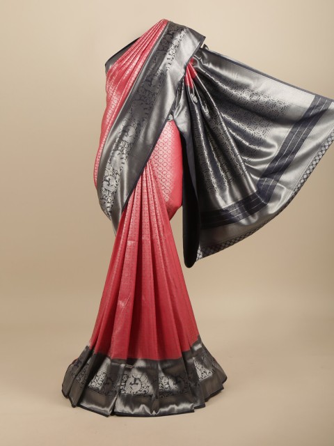 

Pothys Pink & Black Ethnic Motifs Zari Art Silk Banarasi Saree
