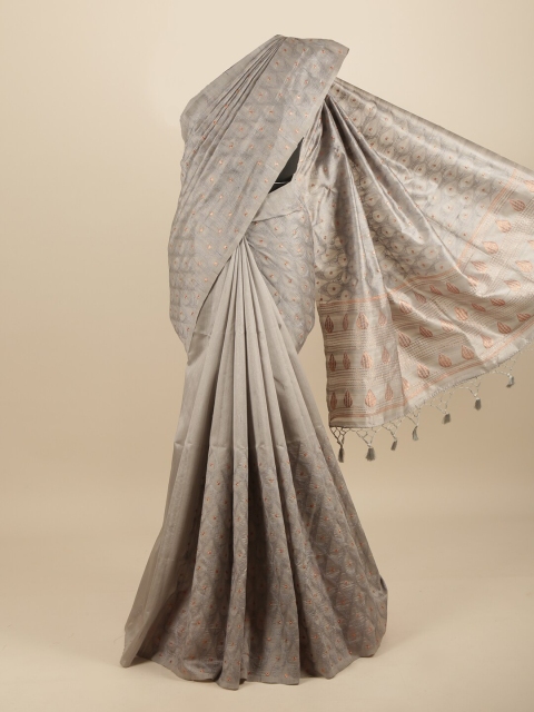 

Pothys Grey & Brown Embroidered Art Silk Saree