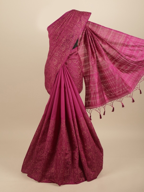

Pothys Purple & Gold-Toned Ethnic Motifs Art Silk Saree
