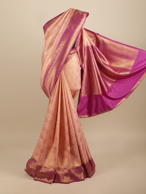 

Pothys Peach-Coloured & Pink Ethnic Motifs Art Silk Banarasi Saree