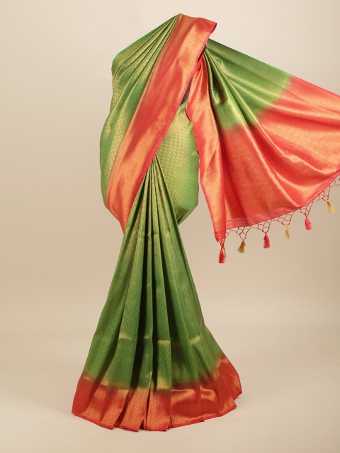 

Pothys Green & Orange Paisley Zari Art Silk Banarasi Saree