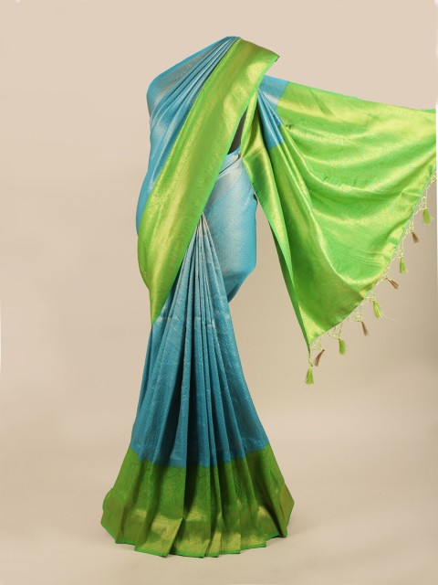 

Pothys Blue & Green Ethnic Motifs Zari Art Silk Banarasi Saree