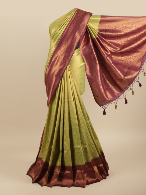 

Pothys Green & Purple Ethnic Motifs Zari Art Silk Banarasi Saree