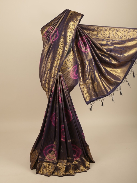 

Pothys Brown & Gold-Toned Bandhani Art Silk Banarasi Saree