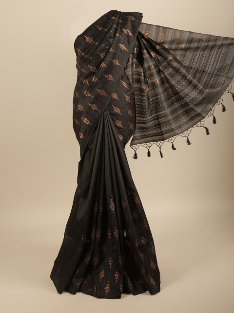 

Pothys Black & Gold-Toned Art Silk Saree