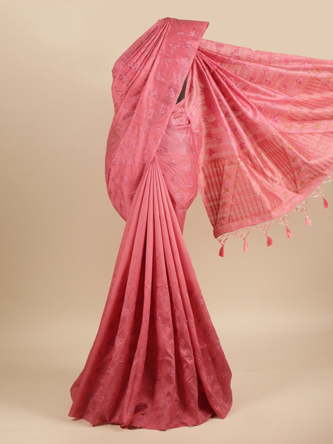 

Pothys Pink Embroidered Art Silk Saree