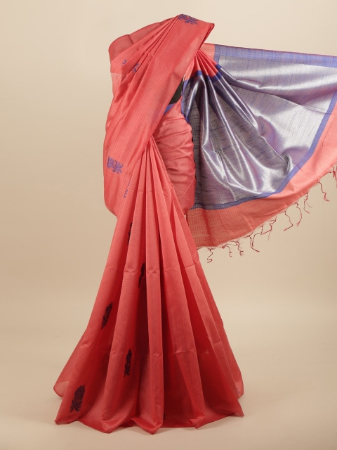 

Pothys Pink & Blue Woven Design Jute Silk Saree