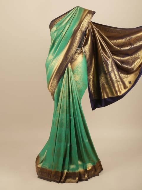 

Pothys Green & Blue Ethnic Motifs Art Silk Banarasi Saree