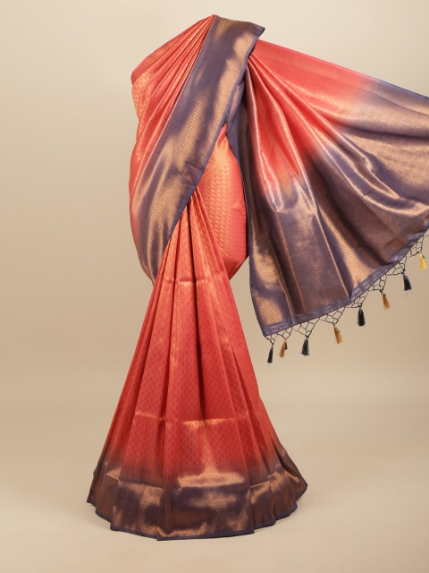 

Pothys Pink & Blue Woven Design Art Silk Banarasi Saree