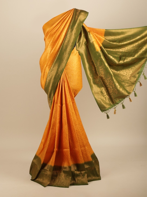 

Pothys Yellow & Green Woven Design Art Silk Banarasi Saree